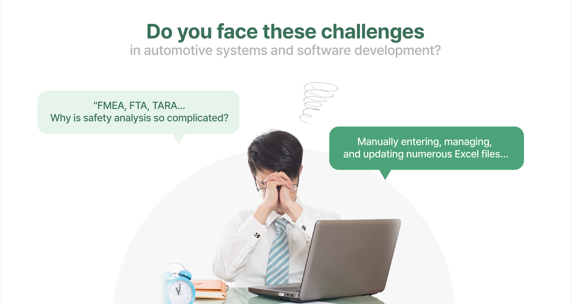 Illustration of the difficulty of managing FMEA, FTA and TARA safety analyses by hand in Excel files in automotive systems and software development