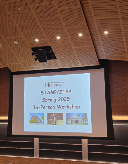 MIT STAMP/STPA Spring 2025 In-Person Workshop 표지 슬라이드가 띄워진 강연장 화면